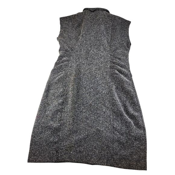 Gray Button Front Dress Womens 12 Collared Ruched Cap Sleeve Shift Knee Length - Picture 6 of 16